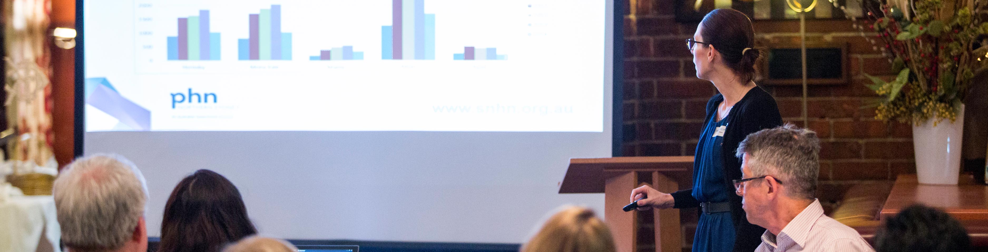 A presentation at a PHN event