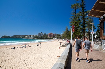 Manly beach two people walking